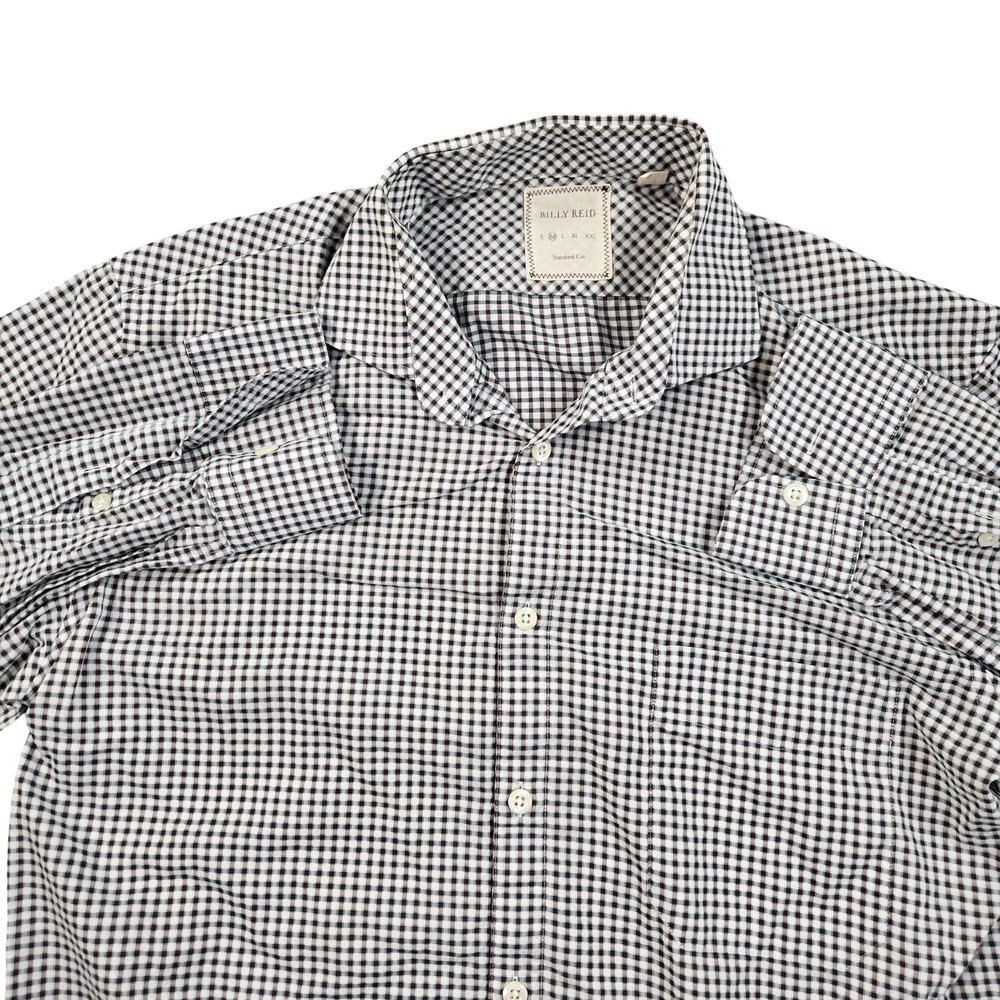 Billy Reid Shirt Mens Medium Black Check Long Sleeve Button Front Cotton Casual